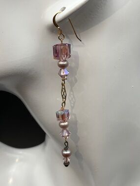 Pearl and crystal gold filled earrings